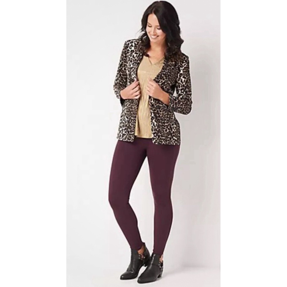 Spanx Ankle Length Ponte Hem Slit Leggings Tall Brandywine Small A370039 - Picture 2 of 12